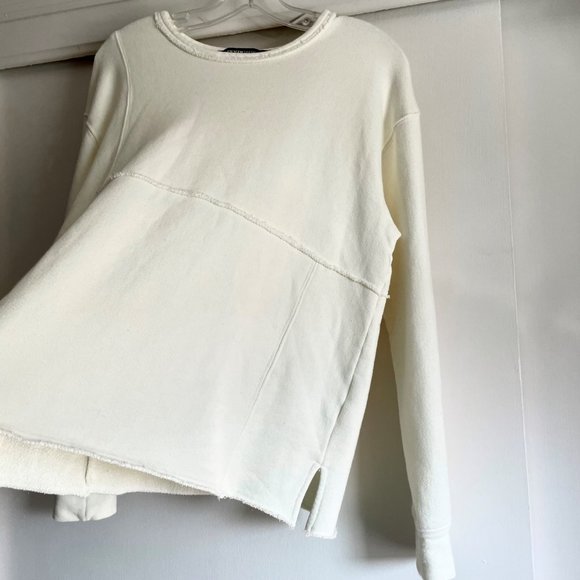Fifteen Twenty Long Sleeve Raw Hem Top S French Terry Scoop Sweatshirt Cream - Picture 2 of 14